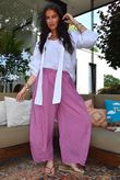 Arbi Gingham Relaxed Barrel Pant Magenta